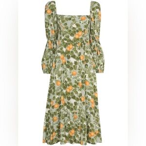 Reformation Mica Dress - orange grove print on green (4)
